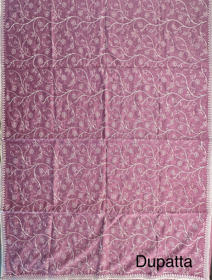 Mauve Embroidery Chanderi Suit