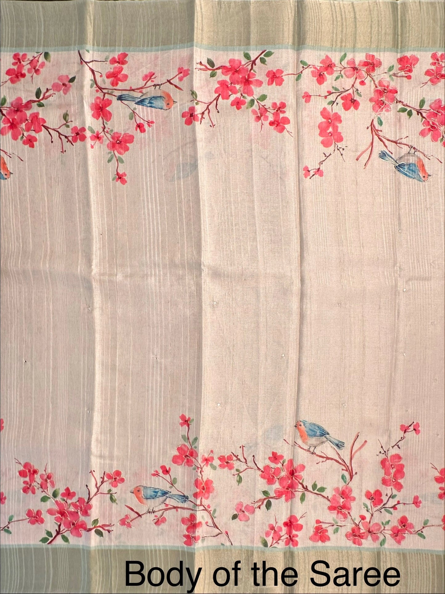 Beige-Pista Green Diraa Tissue Saree