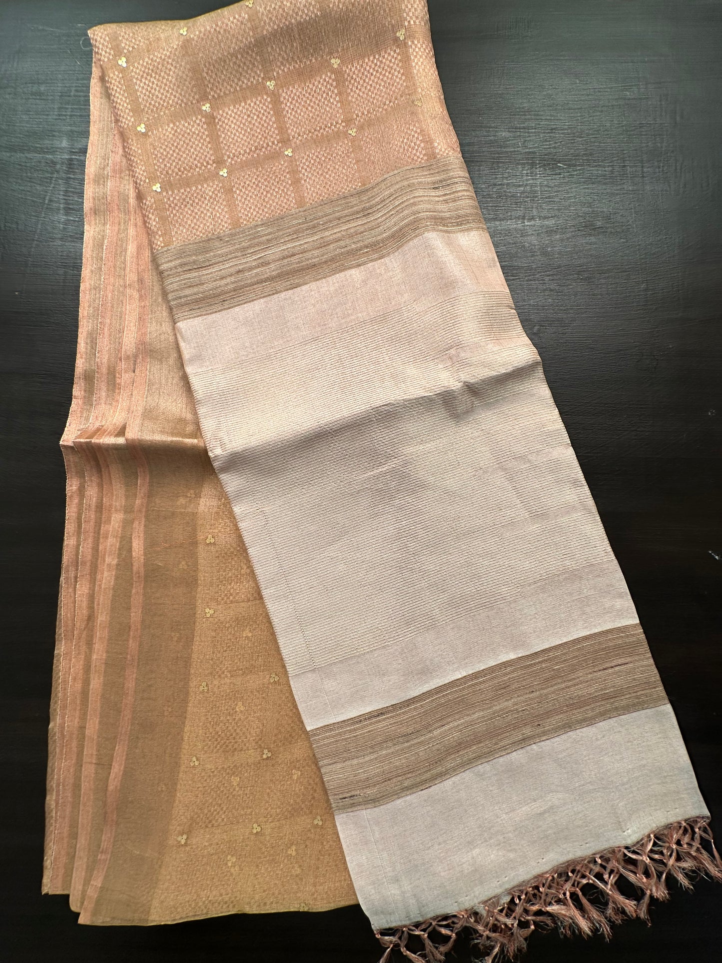 Baby Pink Emboss Pure Tissue Silk Saree