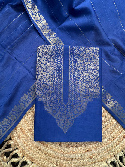 Royal  Blue Handloom Chanderi Suit