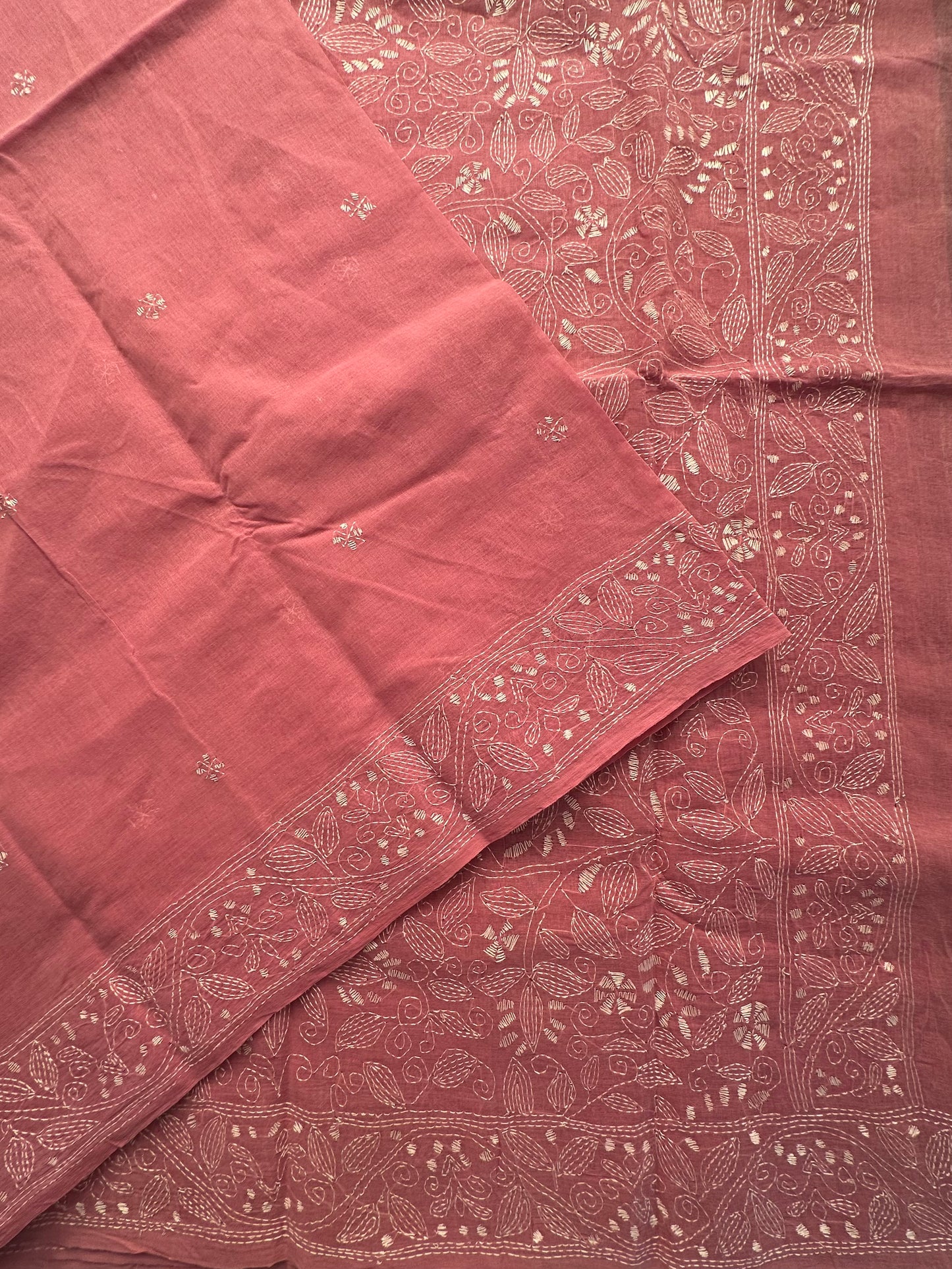Cotton Saree With Kaantha  Embroidery
