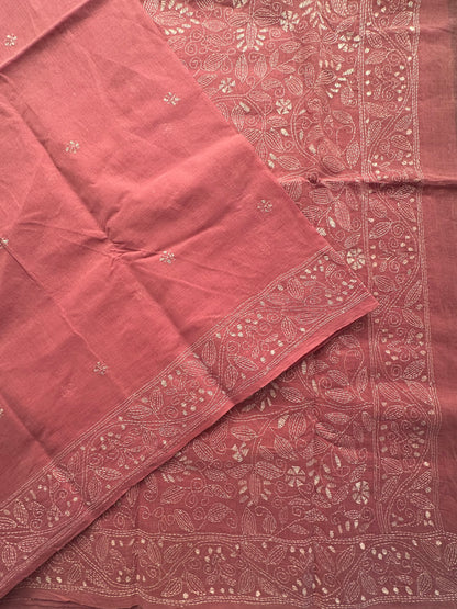 Cotton Saree With Kaantha  Embroidery
