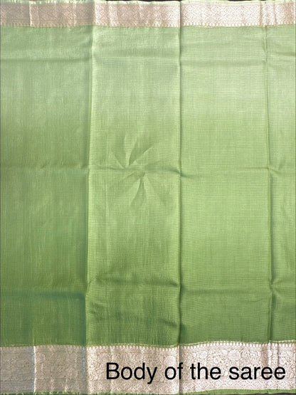 Shaded Green Pure Kota Doria Silk Saree