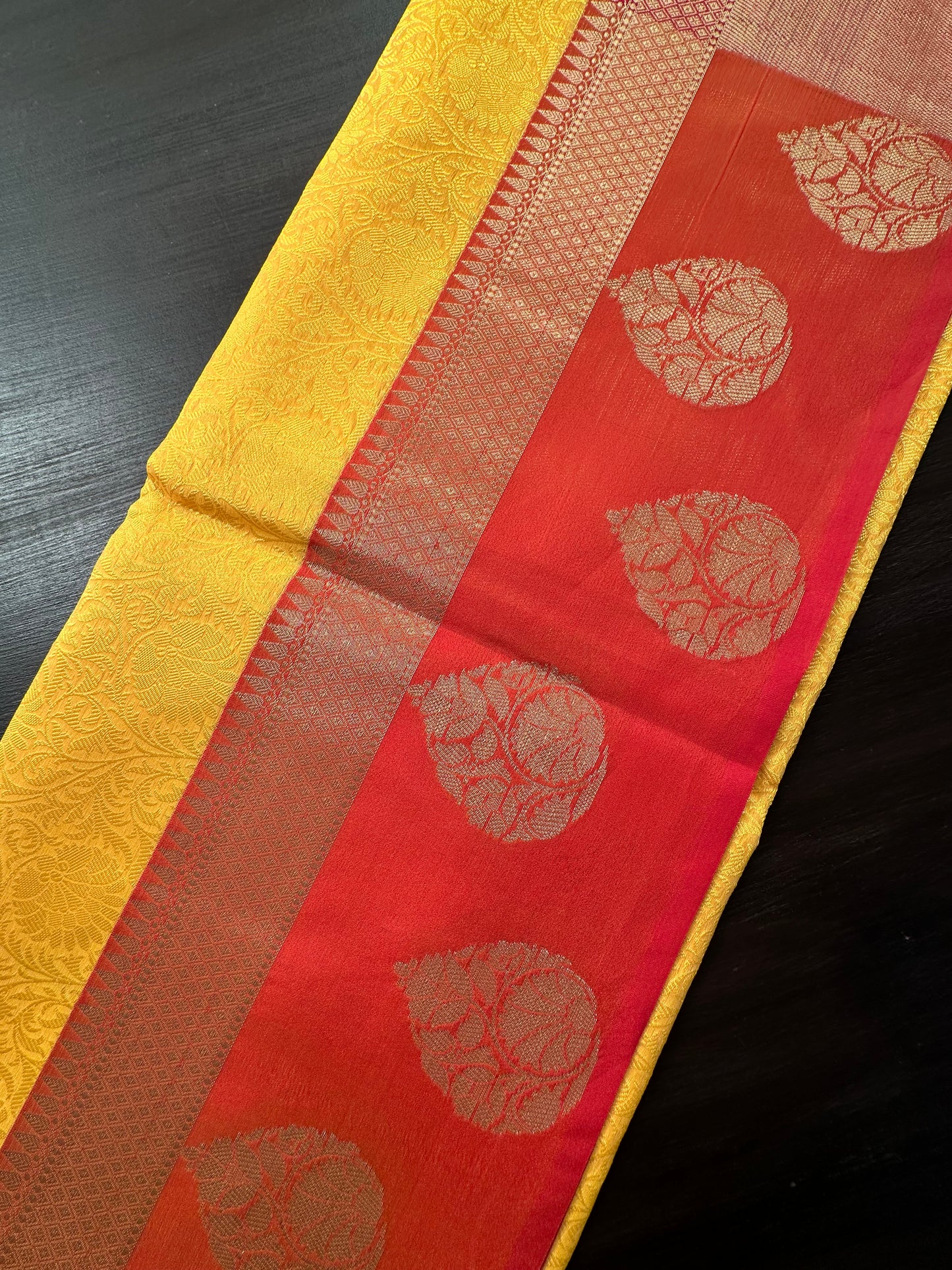 Yellow Fancy Tissue Saree
