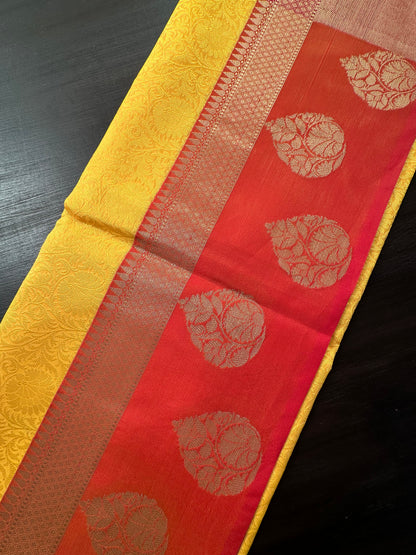 Yellow Fancy Tissue Saree