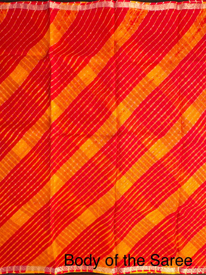Red-Yellow Mothra Kota Doria Pure Silk Saree