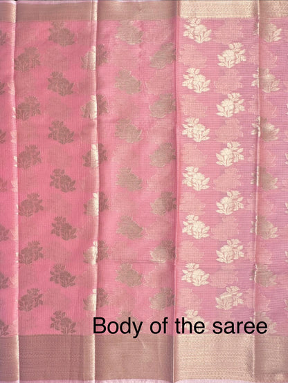 Pink Arvita Kota Doria Fancy Cotton Saree