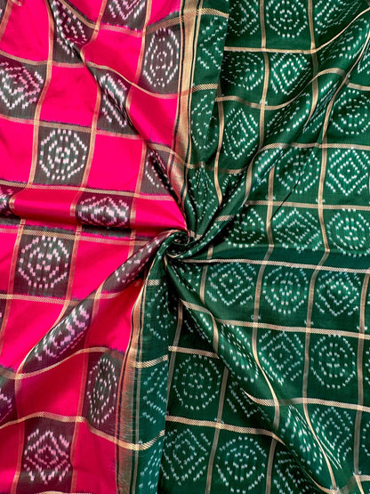 Rani- Bottle Green Patola Pure Silk Saree