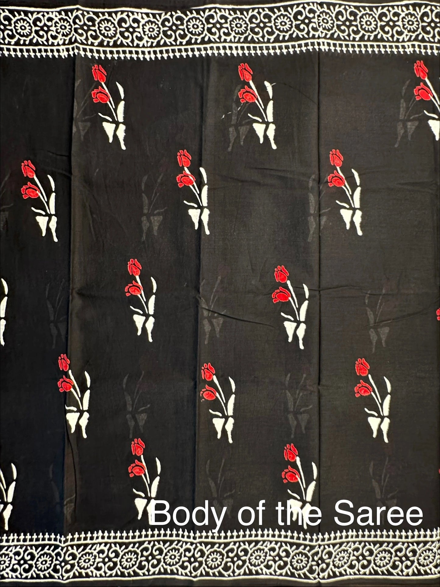 Black Baag Hand Block Print Pure Cotton Saree