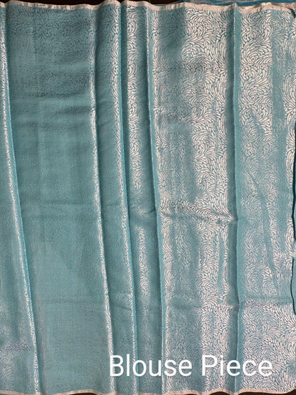 Firozi Pure Crush Tissue Saree