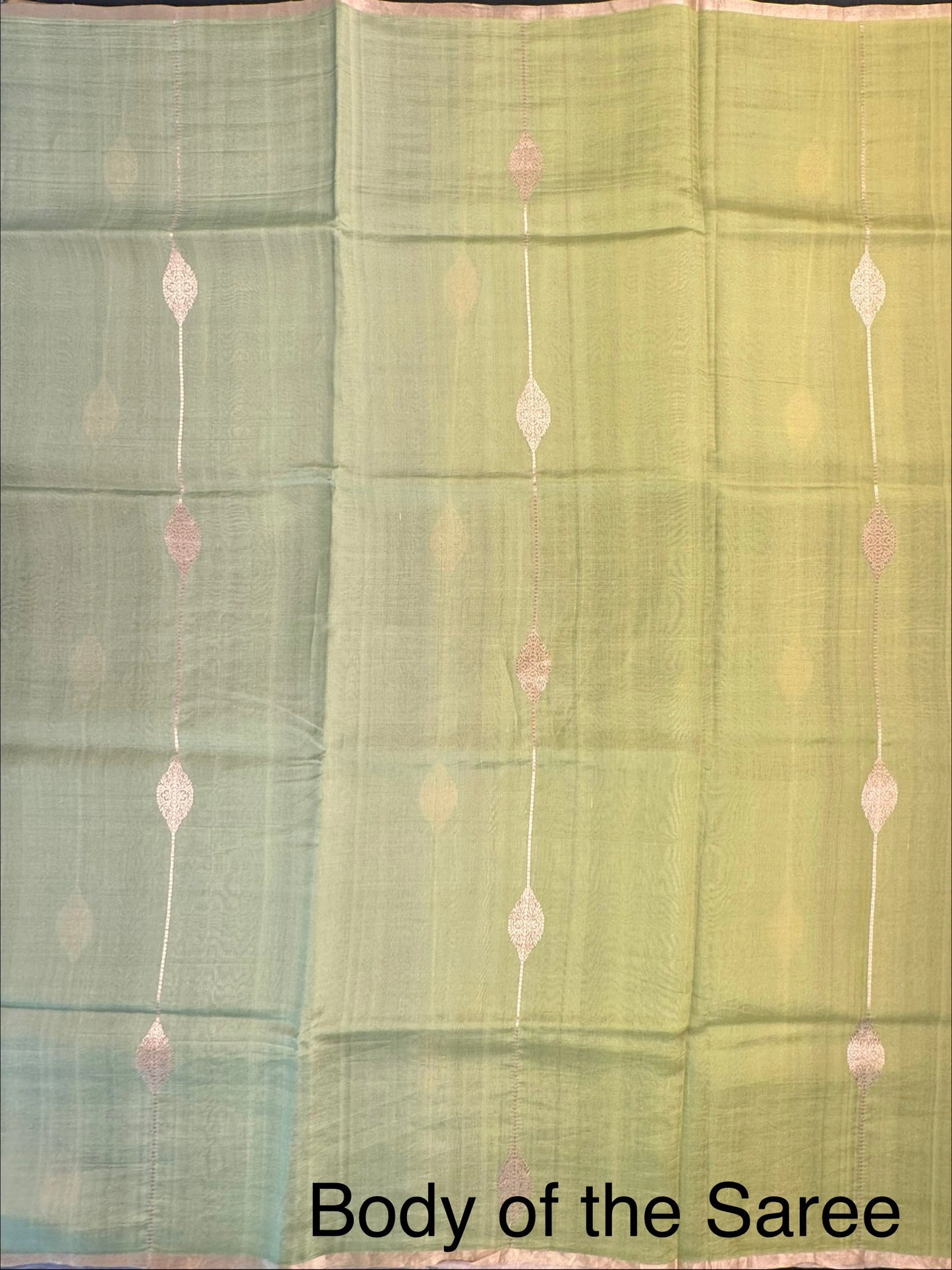 Olive Green-Blue Banarasi Pure Silk Saree