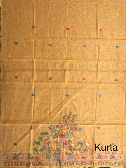 Mustard Jamdani Cotton 3-Piece Suit