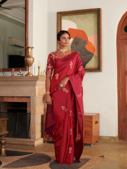 Magenta Handloom Kanjivaram Pure Silk Saree