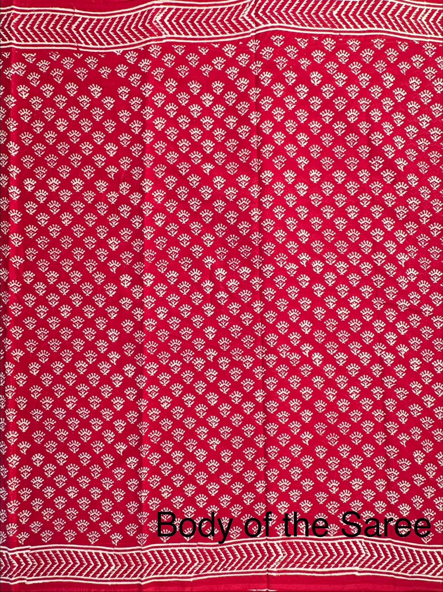 Red Bagru Hand Block Print Pure Cotton Saree