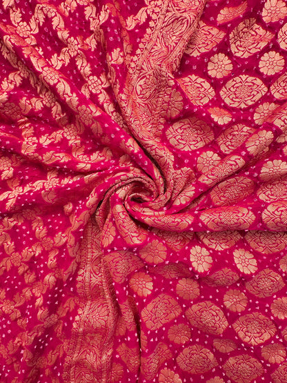 Rani Gharchola Bandhej Pure Georgette Saree