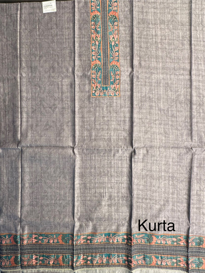 Grey Fancy Cotton 3-Piece Suit