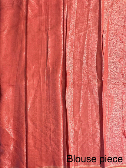 Peach Banarasi Pure Tissue Saree