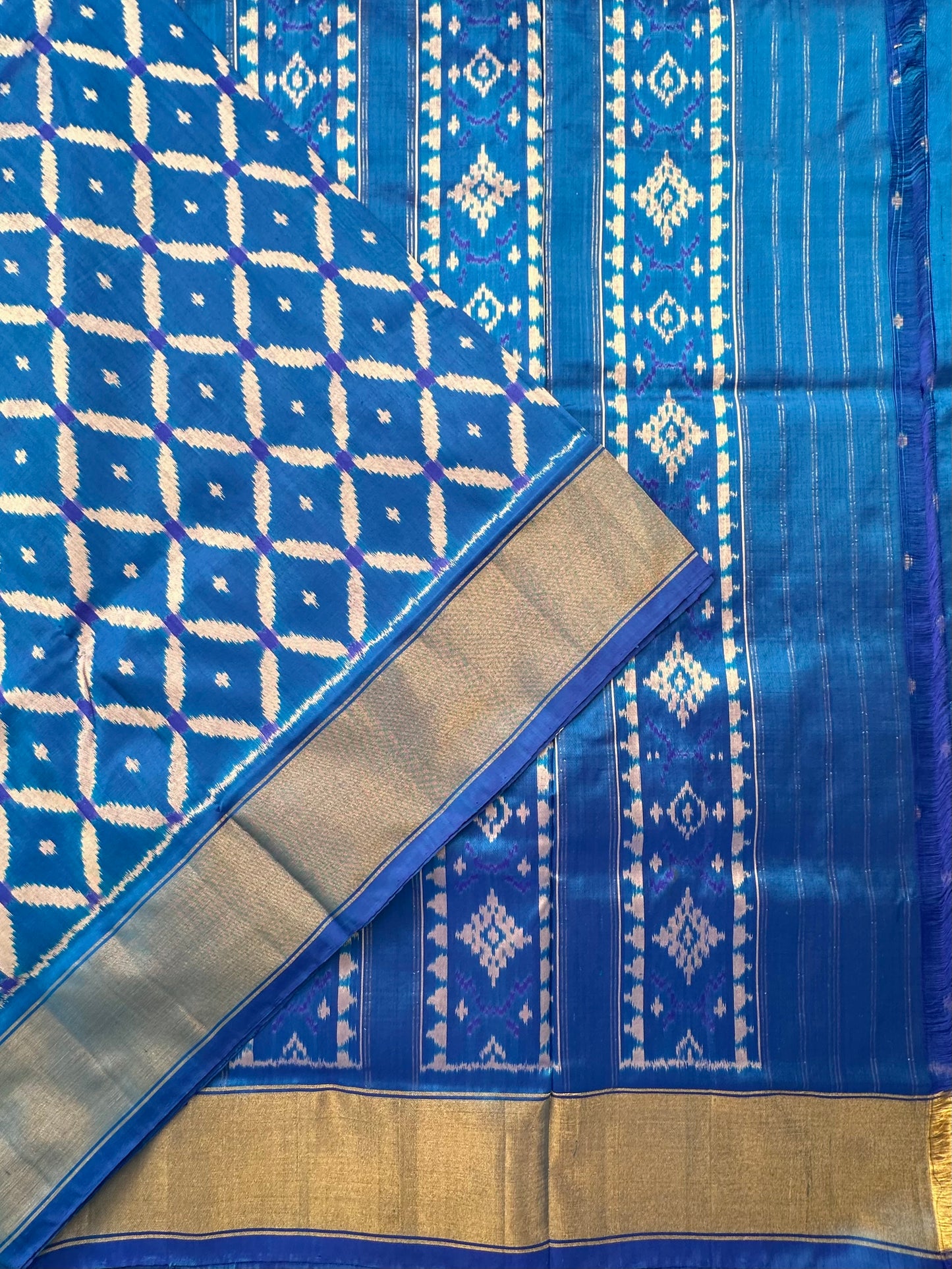 Blue Ikkat Patola Handloom Silk Saree