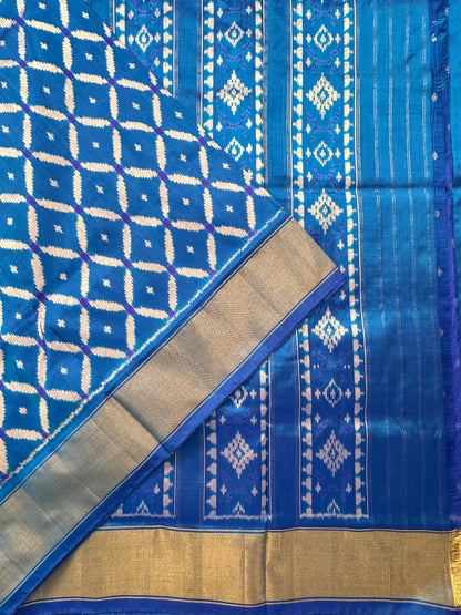 Blue Ikkat Patola Handloom Silk Saree