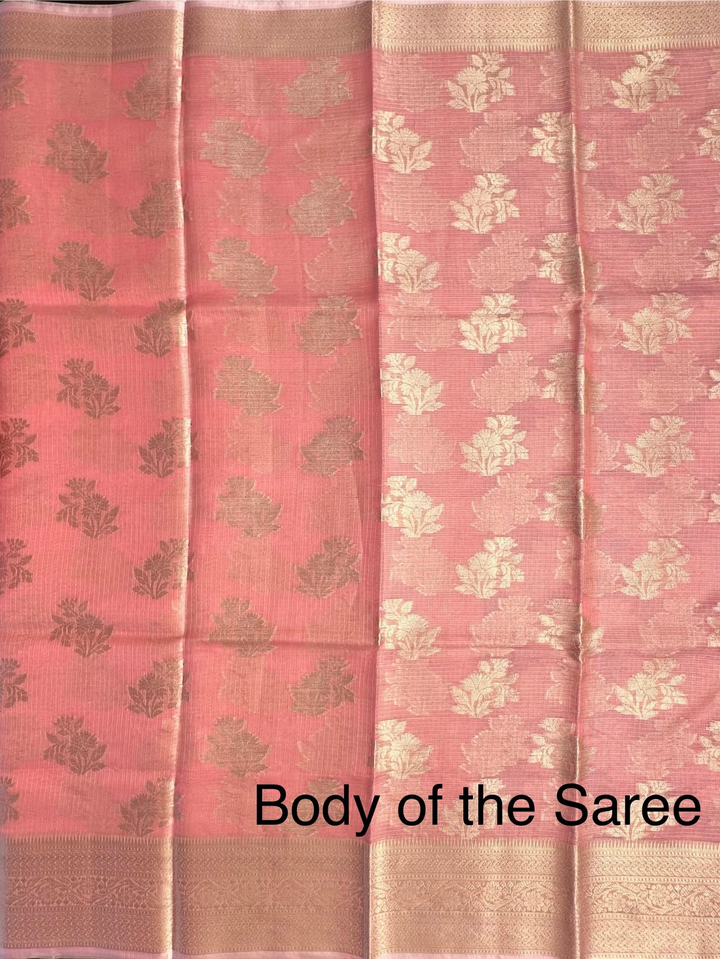 Pinkish Peach Arvita Kota Doria Fancy Cotton Saree