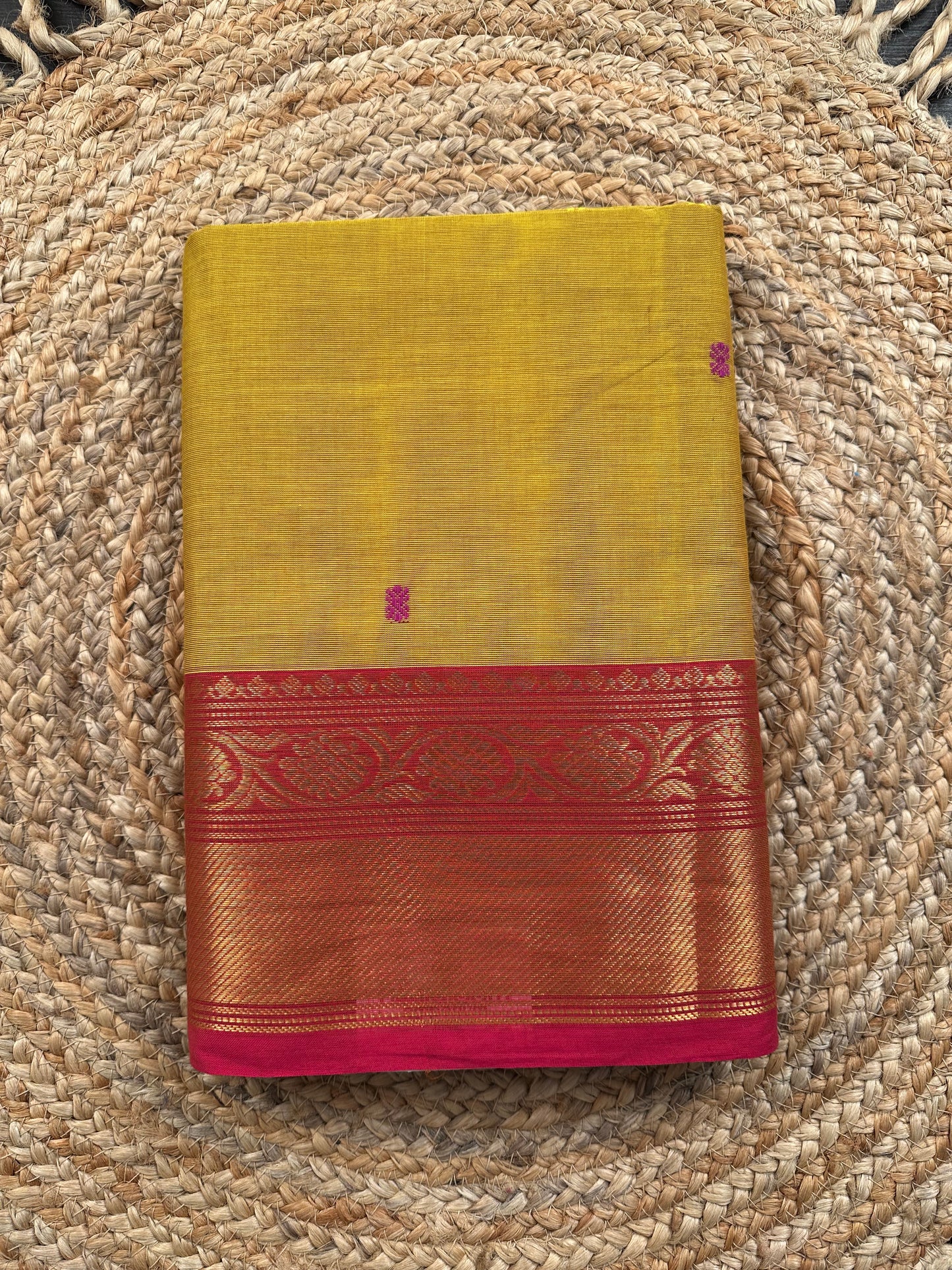 Olive Green Narayan pet Cotton Saree