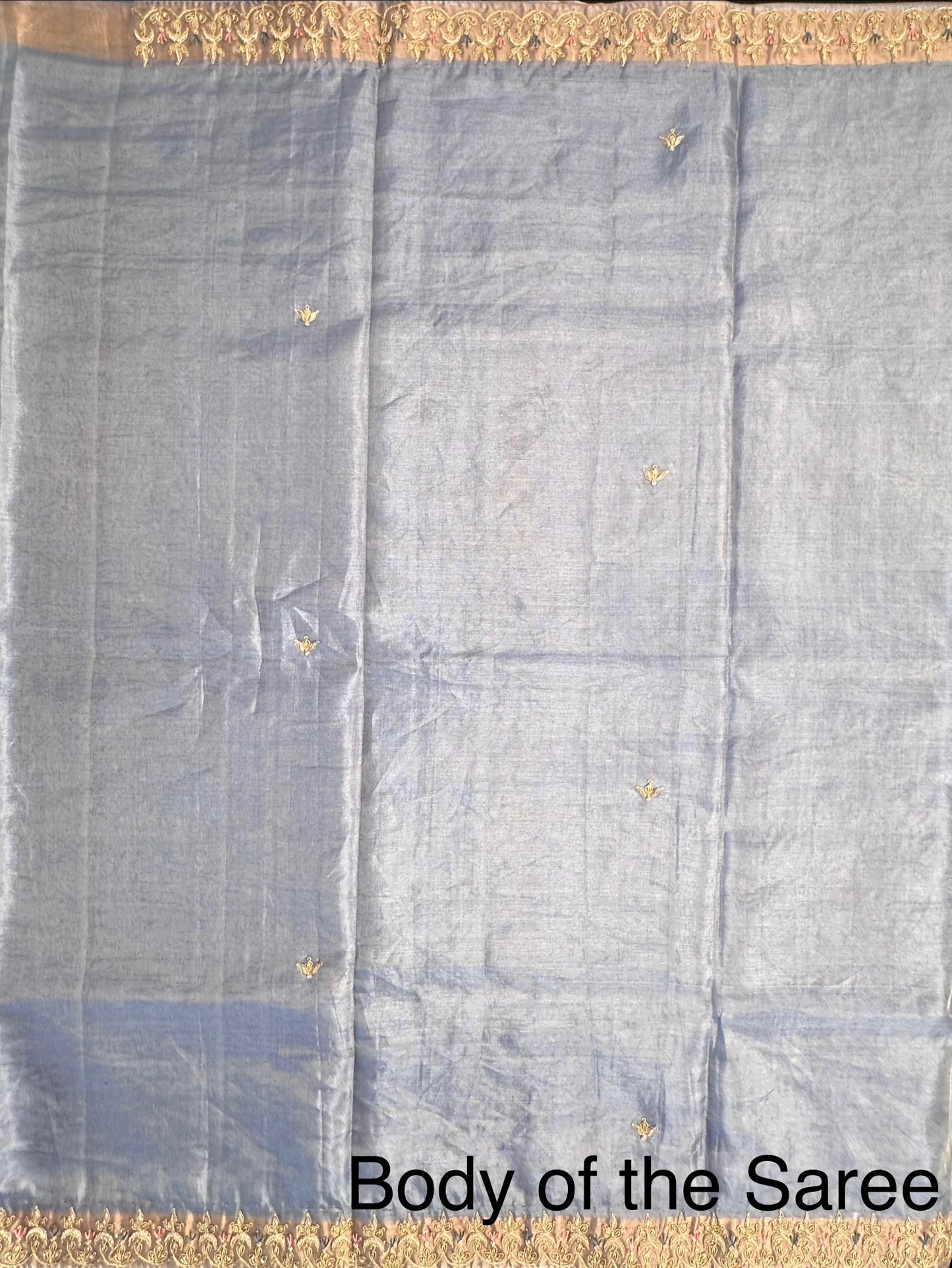 Blue Tissue Silk Saree With  Zardozi Work