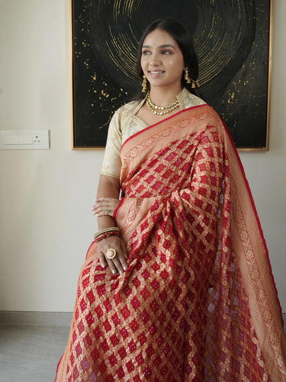 Pure Georgette Gharchola Bandhej Saree