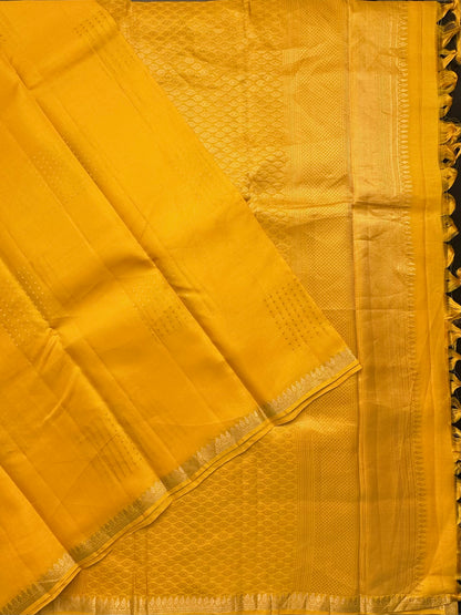 Yellow Handloom Pure Soft Silk Saree