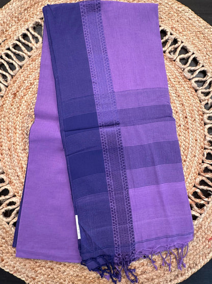 Purple Piku Bengal Cotton Saree