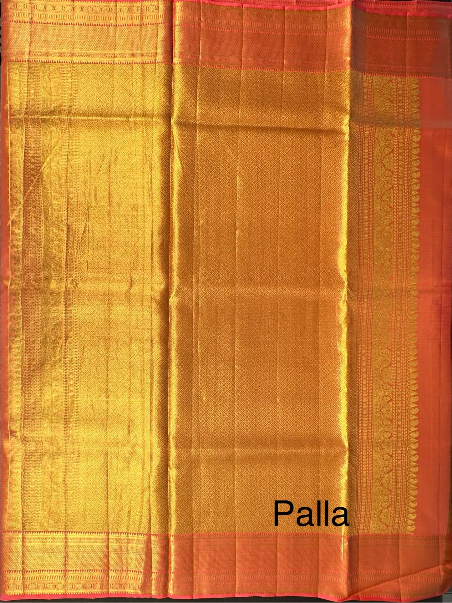 Peach Handloom Jamawar Pure Tissue Silk Saree