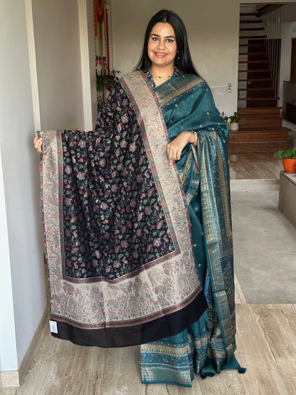 Black Blended Wool Shawl