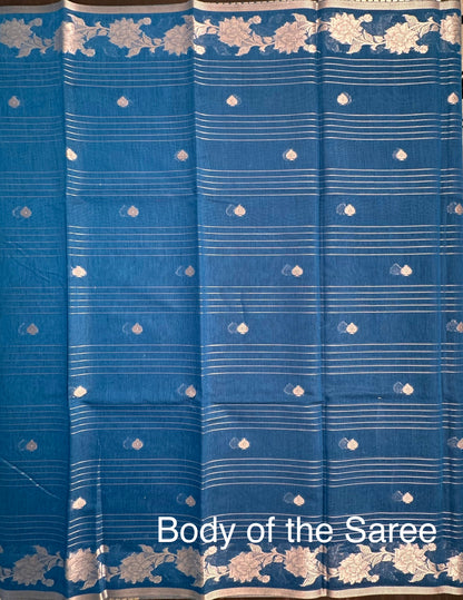 Blue Chanderi Cotton Saree