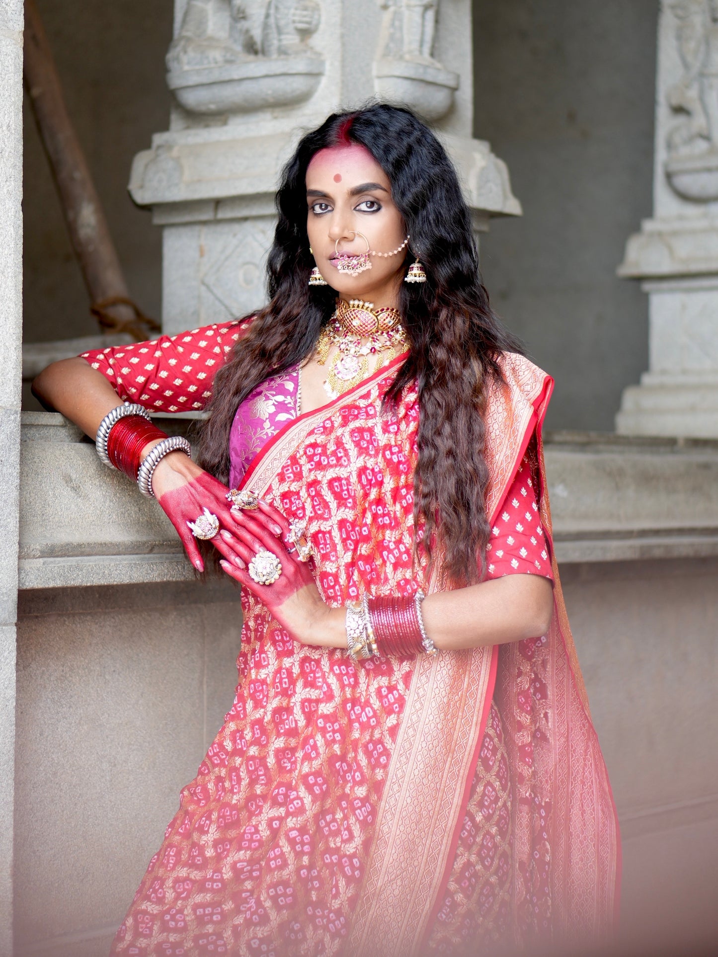 Maroon Gharchola Bandhej Pure Georgette Saree