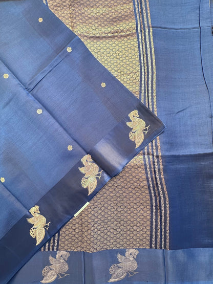 Blue Banarasi Satin Saree