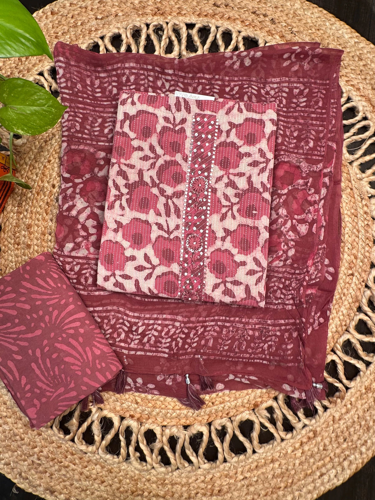 Dusky Pink Pure Cotton 3-Piece Unstitched Suit