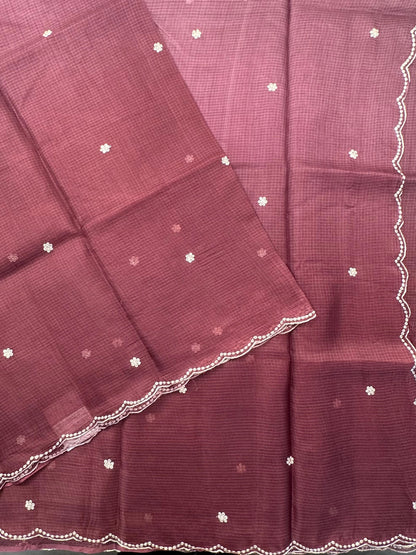 Dusky Mauve Gitika Kota Doria Pure Silk Saree