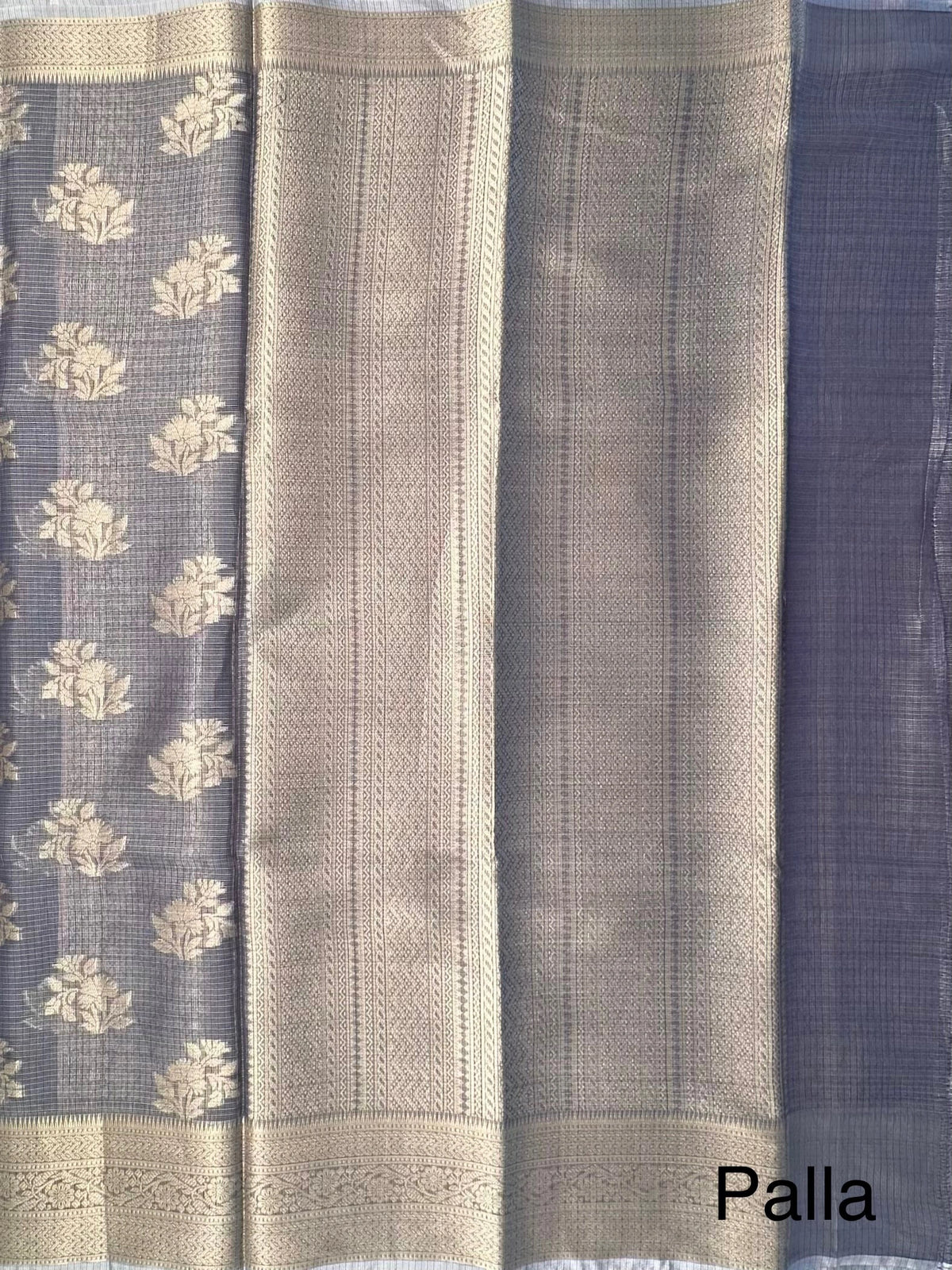 Greyish Blue Arvita Kota Doria Fancy Cotton Saree