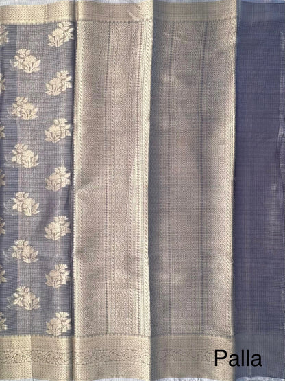 Greyish Blue Arvita Kota Doria Fancy Cotton Saree