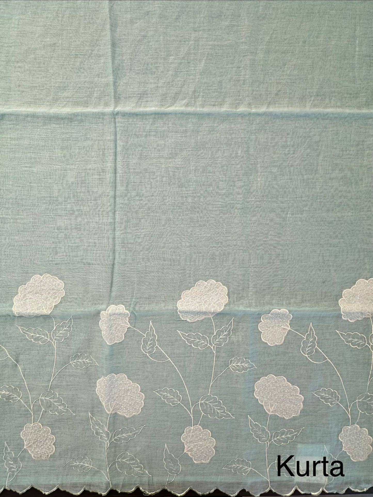 Sky Blue Cotton Chanderi 3-Piece Unstitched Suit