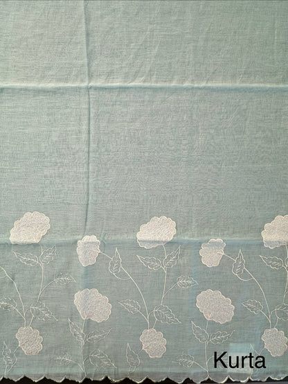 Sky Blue Cotton Chanderi 3-Piece Unstitched Suit
