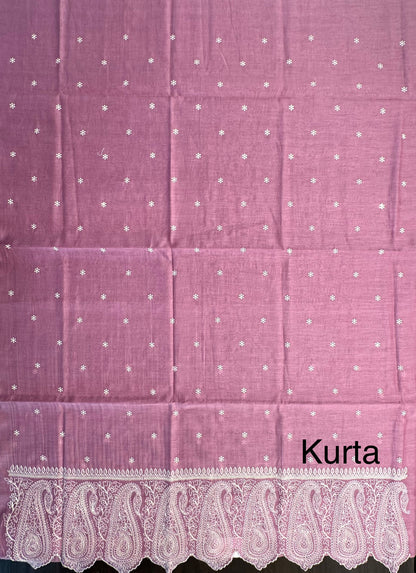 Mauve Embroidery Chanderi Suit
