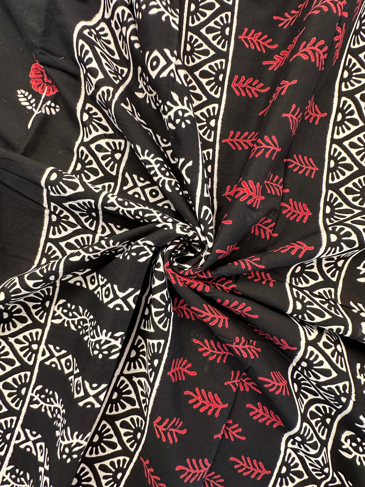 Black Baag Hand Block Print Pure Cotton Saree