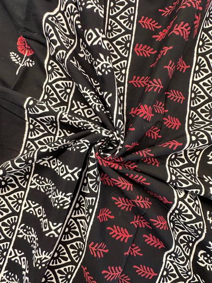 Black Baag Hand Block Print Pure Cotton Saree