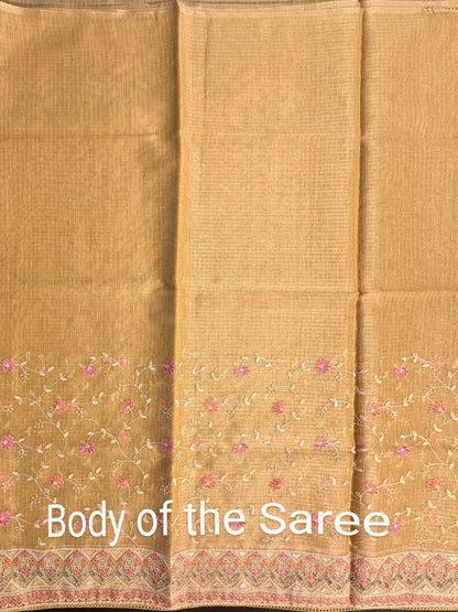 Mustard Fancy Tissue Saree