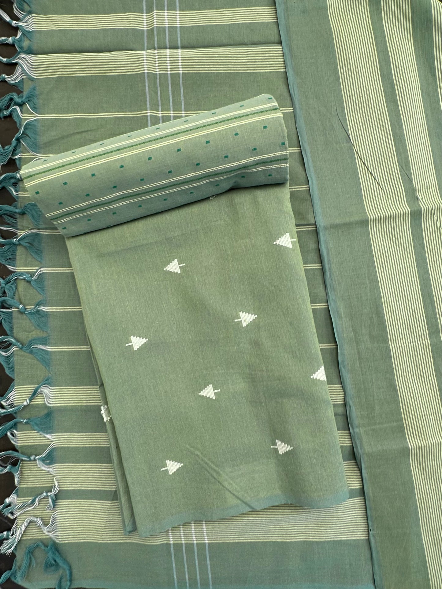 Green Unstitched South Cotton Suit