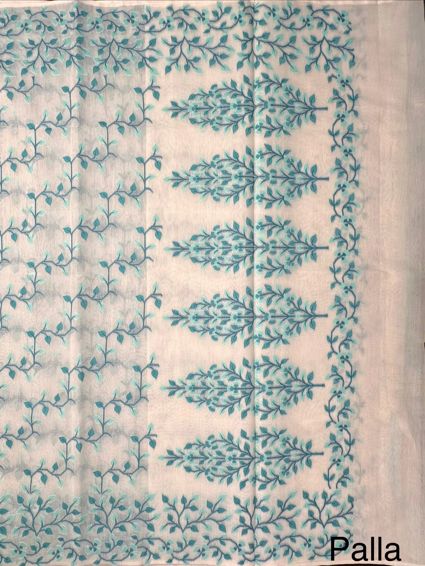Off White- Sea Green Jamdani Fancy Cotton Saree