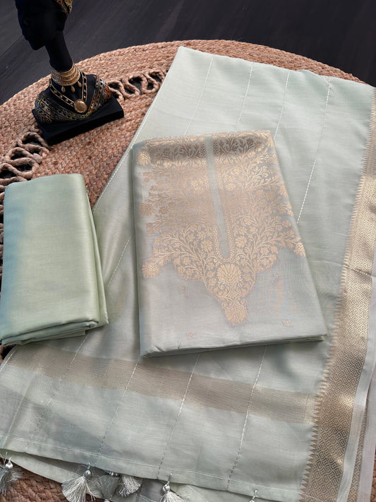 Pista Green Handloom Chanderi Suit