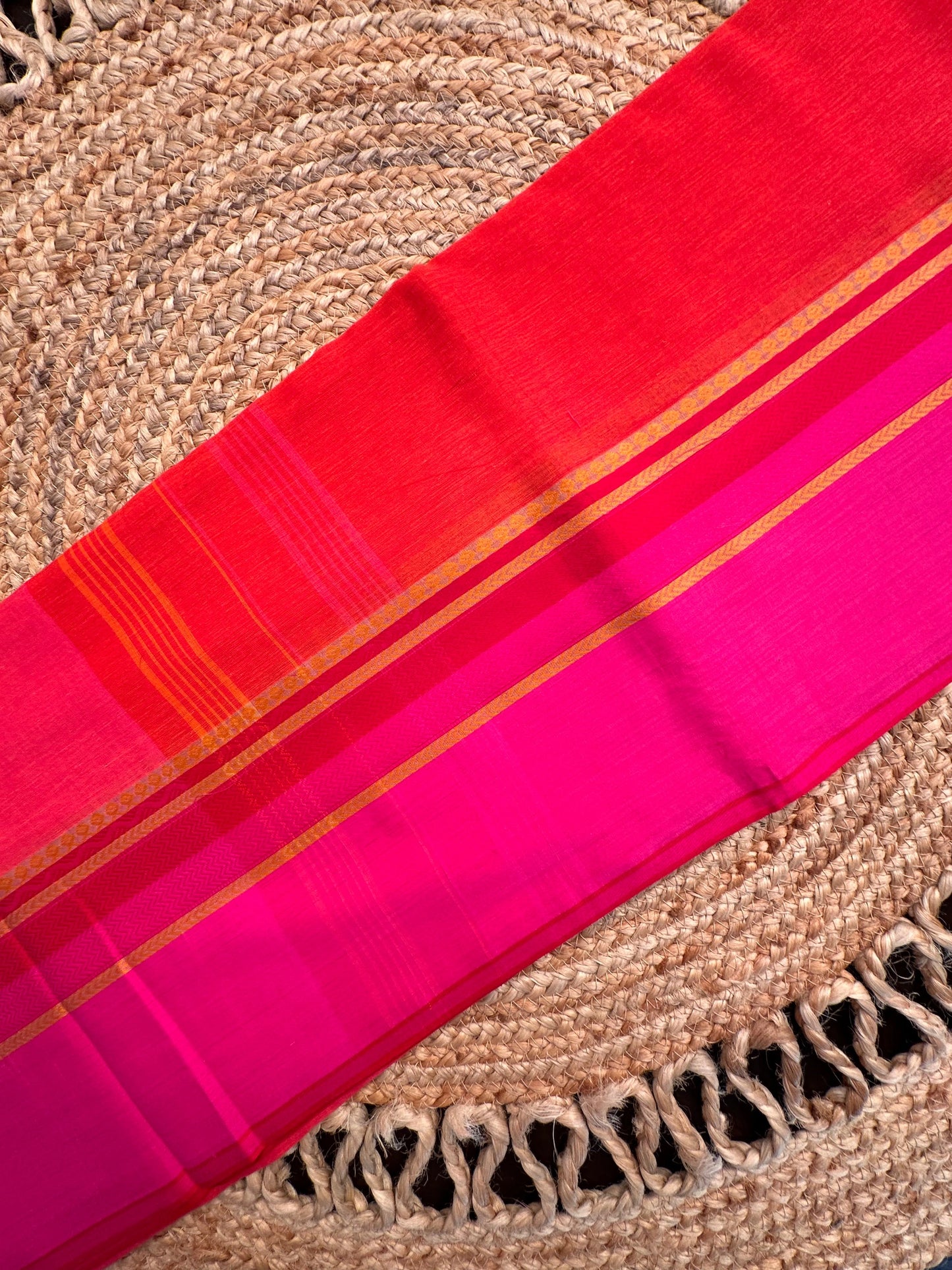 Red-Rani Piyali Bengal Cotton Saree