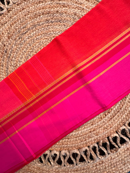 Red-Rani Piyali Bengal Cotton Saree