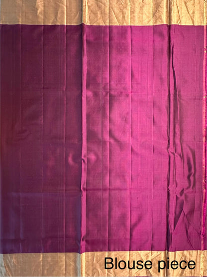 Mehendi Green-Purple Tiruchirapalli Pure Soft Silk Saree